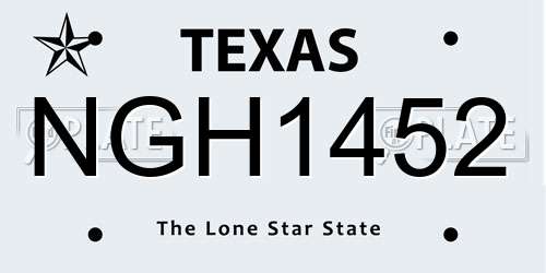 NGH1452 Texas License Plate
