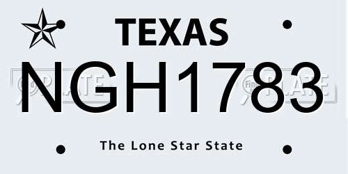 NGH1783 Texas License Plate