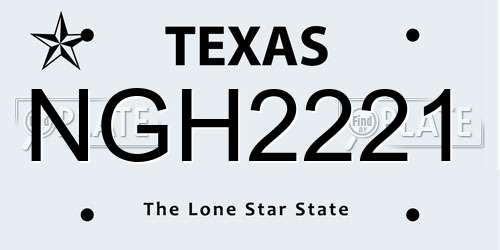 NGH2221 Texas License Plate