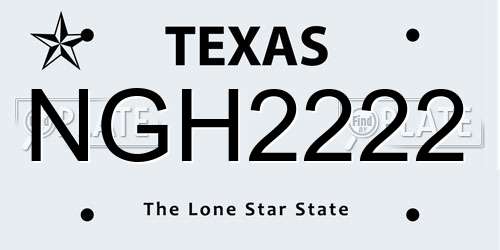 NGH2222 Texas License Plate