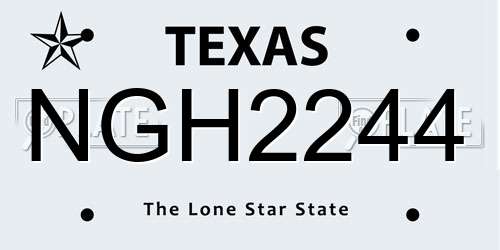 NGH2244 Texas License Plate