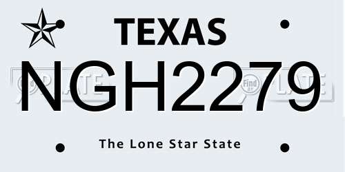 NGH2279 Texas License Plate