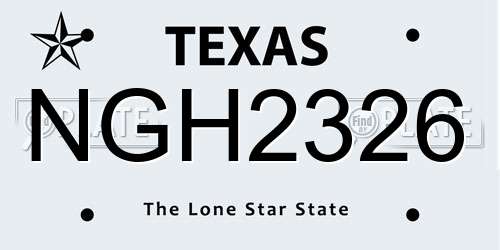 NGH2326 Texas License Plate