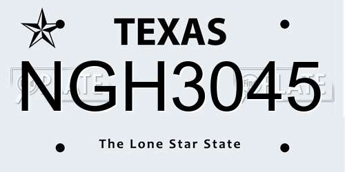 NGH3045 Texas License Plate