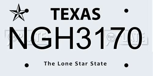 NGH3170 Texas License Plate