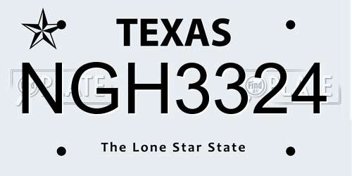 NGH3324 Texas License Plate