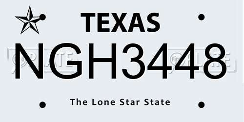 NGH3448 Texas License Plate