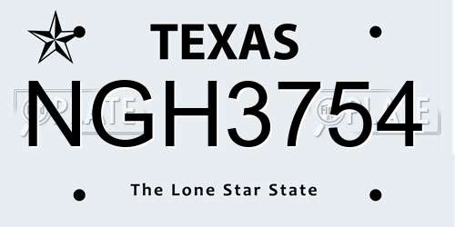 NGH3754 Texas License Plate