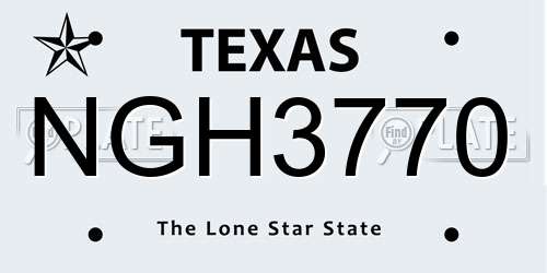NGH3770 Texas License Plate
