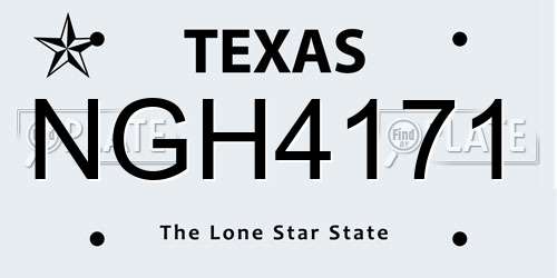 NGH4171 Texas License Plate