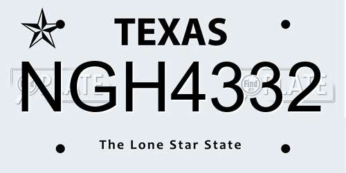 NGH4332 Texas License Plate