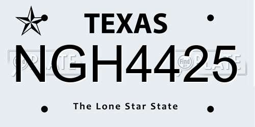 NGH4425 Texas License Plate