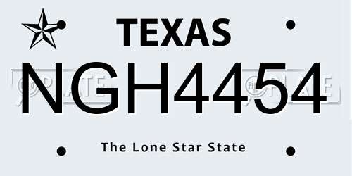 NGH4454 Texas License Plate