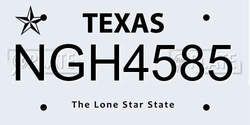 NGH4585 Texas License Plate