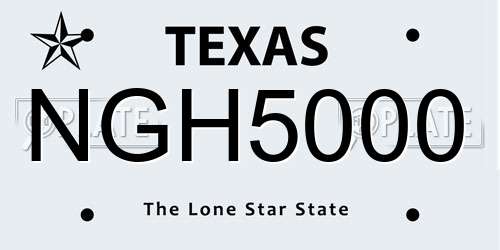 NGH5000 Texas License Plate