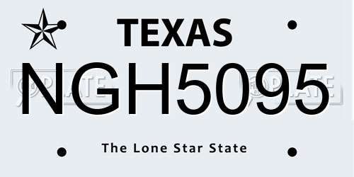 NGH5095 Texas License Plate