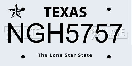 NGH5757 Texas License Plate