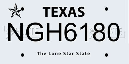 NGH6180 Texas License Plate