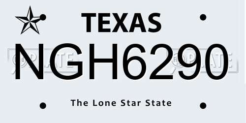 NGH6290 Texas License Plate