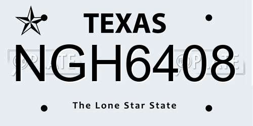 NGH6408 Texas License Plate