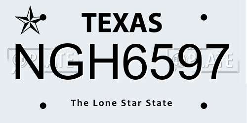 NGH6597 Texas License Plate