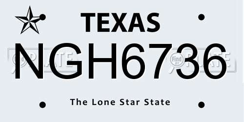 NGH6736 Texas License Plate
