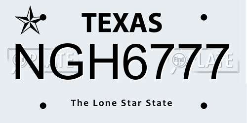 NGH6777 Texas License Plate