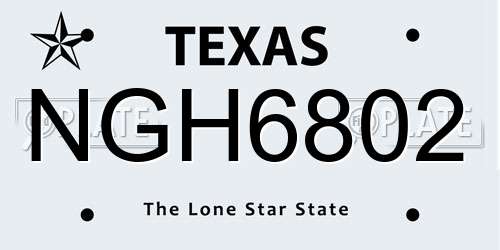 NGH6802 Texas License Plate