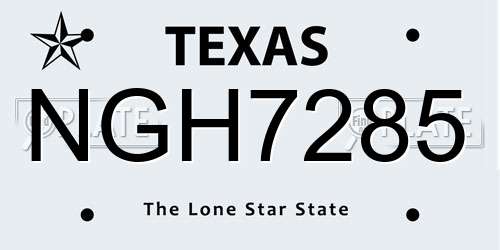 NGH7285 Texas License Plate