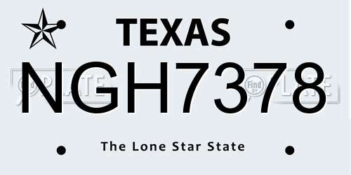 NGH7378 Texas License Plate