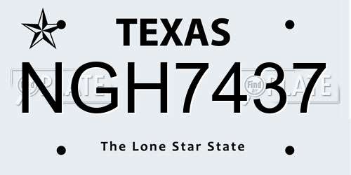 NGH7437 Texas License Plate