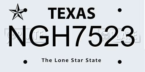 NGH7523 Texas License Plate