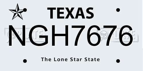 NGH7676 Texas License Plate