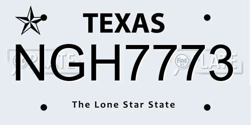 NGH7773 Texas License Plate