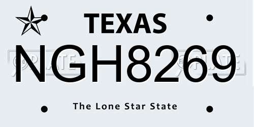 NGH8269 Texas License Plate