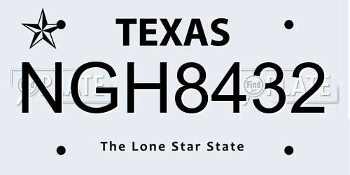 NGH8432 Texas License Plate