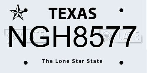 NGH8577 Texas License Plate