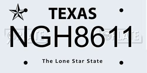 NGH8611 Texas License Plate