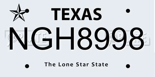 NGH8998 Texas License Plate