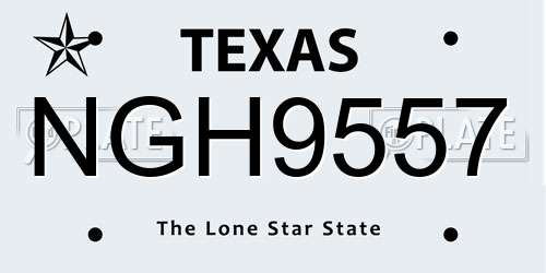 NGH9557 Texas License Plate