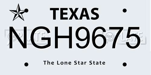 NGH9675 Texas License Plate