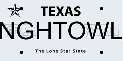 NGHTOWL Texas License Plate