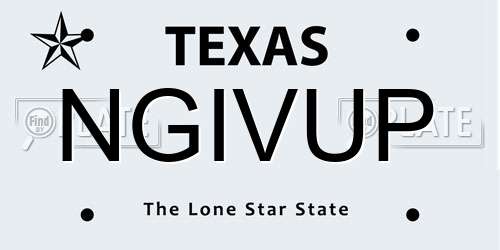 NGIVUP Texas License Plate