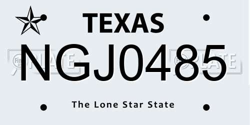 NGJ0485 Texas License Plate