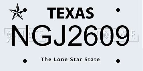 NGJ2609 Texas License Plate