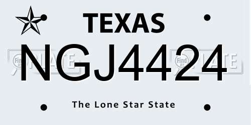 NGJ4424 Texas License Plate
