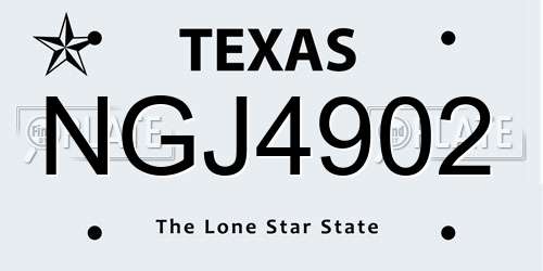 NGJ4902 Texas License Plate