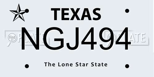 NGJ494 Texas License Plate