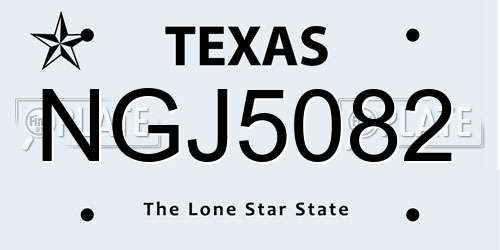 NGJ5082 Texas License Plate
