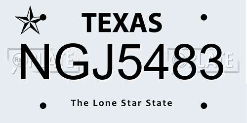 NGJ5483 Texas License Plate